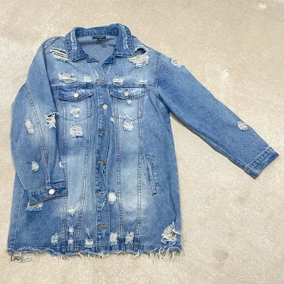 Denim Jeans Ripped Jacket - Picture 1 of 3